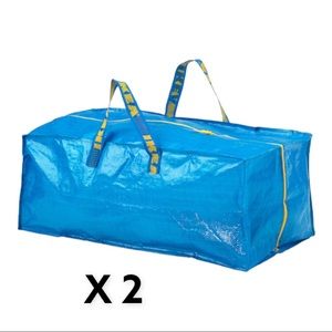 - IKEA Frakta - Two (2) ZIPPERED Large Blue Storage Bag Handles/Backpack S…